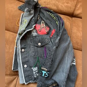 Embroidered Denim Jacket with Studs